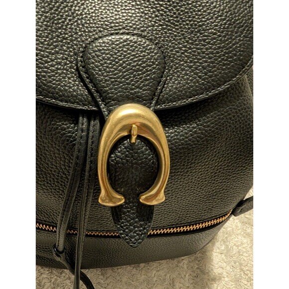 Coach Black Pebbled Leather Backpack Bag Authentic Evie Goldtone Hardware - Picture 11 of 12
